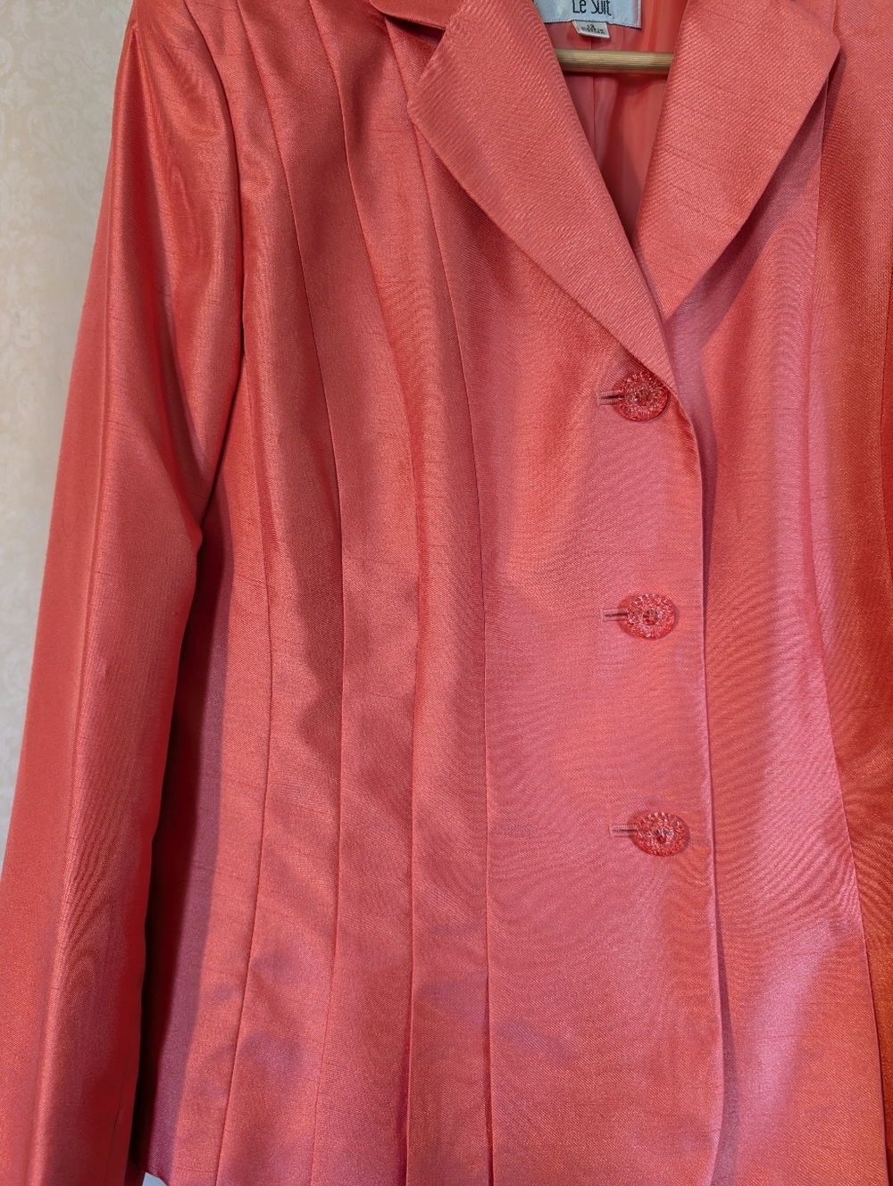 Le Suit New With Tags Sz.12 Peach Jacket & Skirt Set - Picture 13 of 15